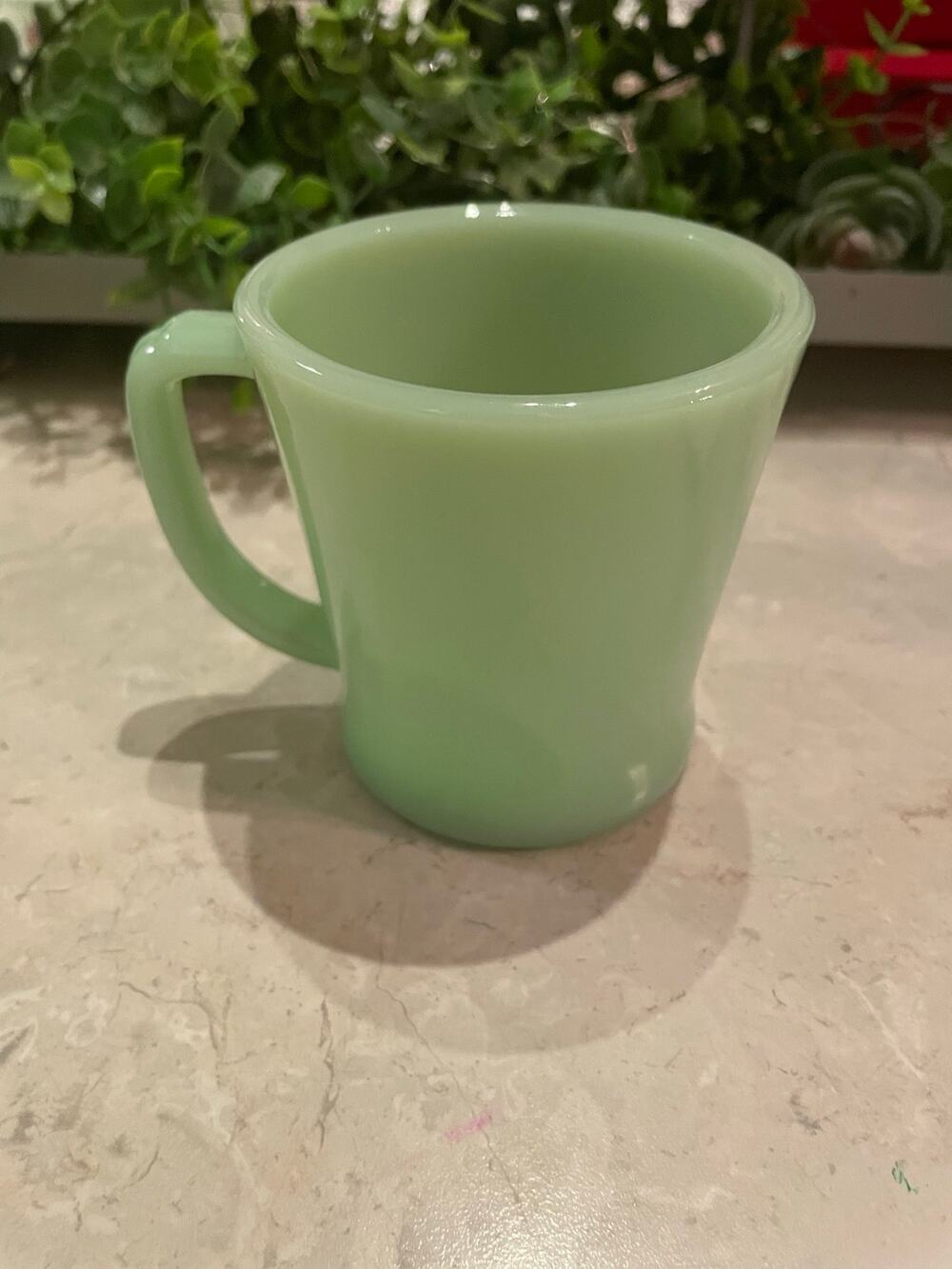 Vintage Green Fireking Jadeite 8oz Coffee Mug #15 Ovenware made in USA